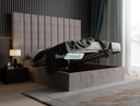 Sensatori Wide Headboard Stripe Line Linear Upholstered Bed
